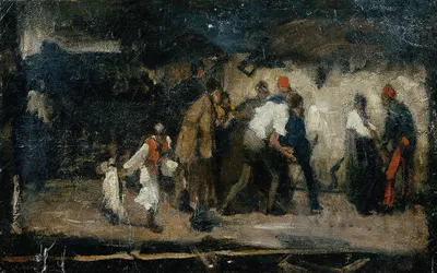 Венгерская деревенская сцена by Михай Мункачьи — digital art print download