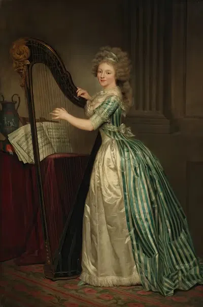 Автопортрет с арфой by Роза-Аделаида Дюкрё, 1791 — digital art print download