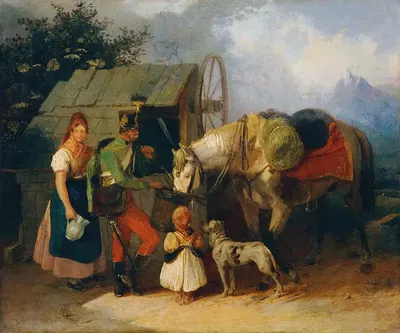 Гусар у фонтана by Вильгельм Рихтер, 1845 — digital art print download