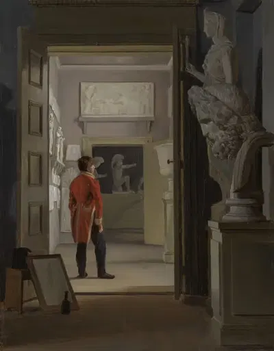 Зал антиков в дворце Шарлоттенборг, Копенгаген by Адам Август Мюллер, 1830 — digital art print download
