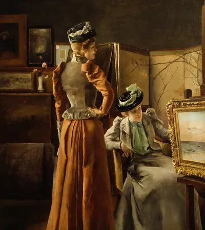 Looking at a Painting by Alfred Stevens, 1891 — digital art print download