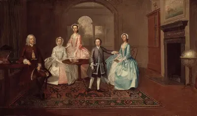 John Thomlinson and His Family by Arthur Devis, 1745 — digital art print download