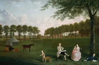 Sir John Shaw and his Family in the Park at Eltham Lodge, Kent by Arthur Devis, 1761 — digital art print download