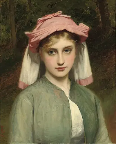 Портрет молодой девушки в лесу by Чарльз Силлем Лиддердейл, 1878 — digital art print download