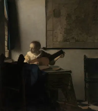 Young Woman with a Lute by Johannes Vermeer — digital art print download