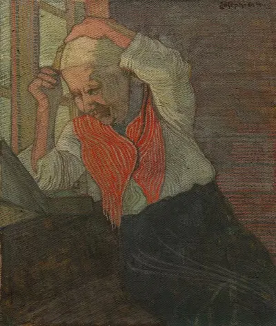 Женщина, расчесывающая волосы by Иосиф Аланен — digital art print download