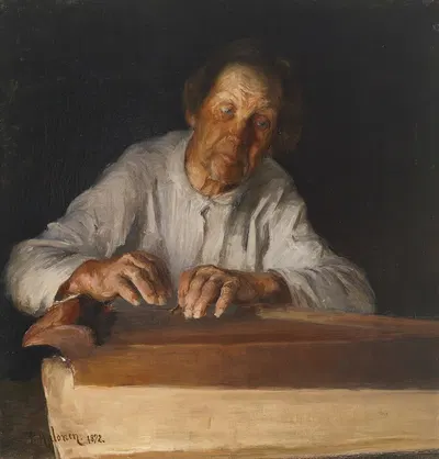 The Kantele Player by Pekka Halonen, 1892 — digital art print download