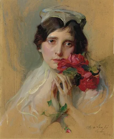 Портрет дамы в остроконечной шляпе by Филипп Алексис де Ласло, 1913 — digital art print download