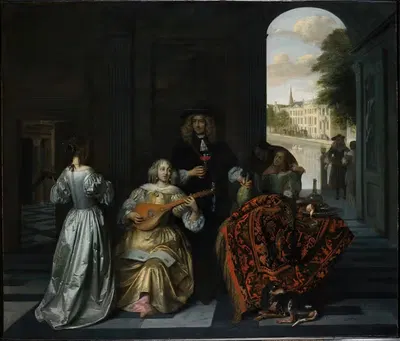 Музыкальная вечеринка by Питер де Хох, 1675 — digital art print download