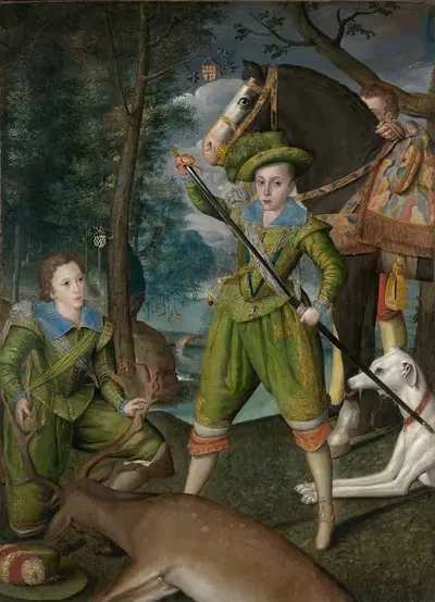 Henry Frederick (1594–1612), Prince of Wales, with Sir John Harington (1592–1614), in the Hunting Field by Robert Peake the…