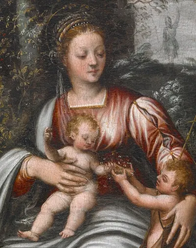 Madonna and Child with St. John the Baptist by Скарселлино — digital art print download
