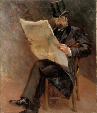 Sanomalehden lukija (Björn Wasastjerna) by Torsten Wasastjerna, 1889 — digital art print download