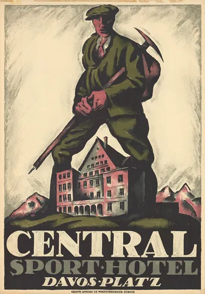 Central – Sport Hotel – Davos Platz by Albert Hoppler, 1917 — digital art print download