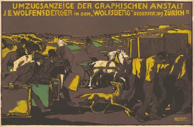 Umzugsanzeige der Graphische Anstalt J. E. Wolfensberger in den 'Wolfsberg' by Albert Weisgerber, 1911 — digital art print…