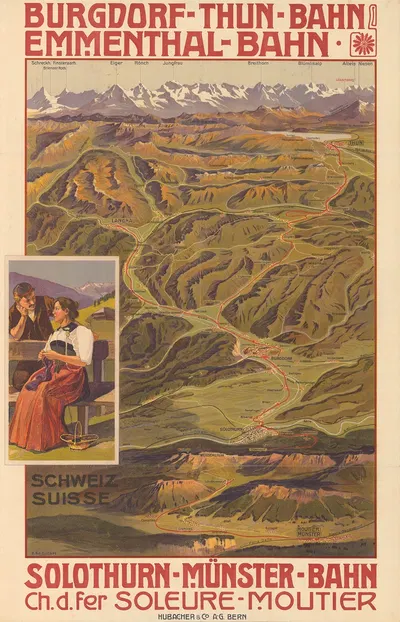 Burgdorf-Thun-Bahn – Emmenthal-Bahn – Solothurn-Münster-Bahn by Anton Reckziegel, 1908 — digital art print download