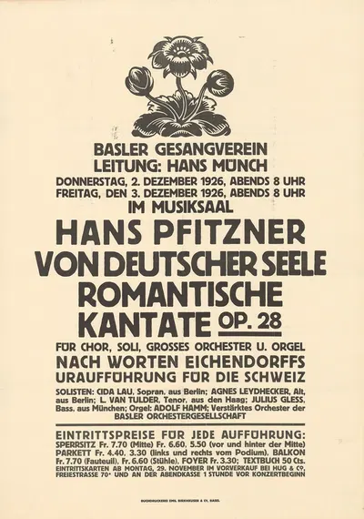 Basler Gesangverein – Hans Pfitzner – Von deutscher Seele – Romantische Kantate by Burkhard Mangold, 1926 — digital art…
