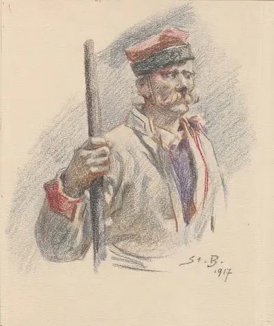 Бюст жителя Кракова by Станислав Багеньский, 1917 — digital art print download