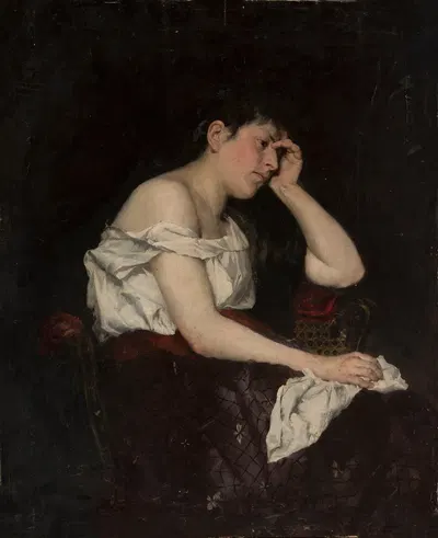 Woman in reverie by Stanisław Batowski-Kaczor, 1888 — digital art print download