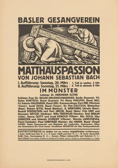 Basler Gesangverein – Matthäuspassion – von Johann Sebastian Bach by Burkhard Mangold, 1920 — digital art print download