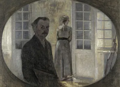 Interiør Med Kunstneren Og Hans Hustru by Vilhelm Hammershøi — digital art print download