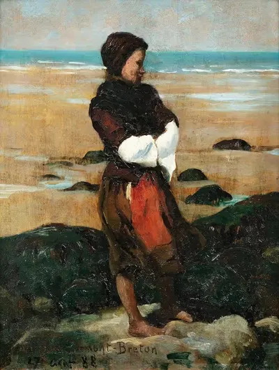 Бретонка на пляже by Виржини Демон-Бретон, 1888 — digital art print download