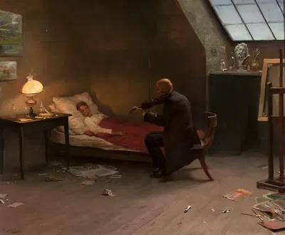 Смерть художника. Последний друг by Зигмунт Андричевич, 1901 — digital art print download