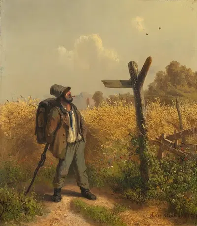 Бродяга у указателя by Адольф Генрих Лиер, 1854 — digital art print download
