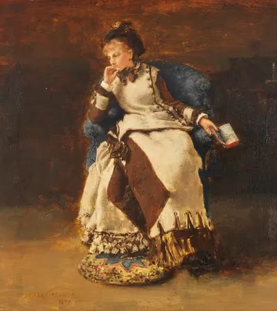 Seated Lady with a Book by Albert von Keller, 1877 — digital art print download