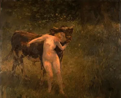 Женщина и бык by Альфред Филипп Ролл, 1885 — digital art print download