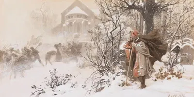 Непогода (Снежная буря на кладбище) by Антон фон Вернер — digital art print download