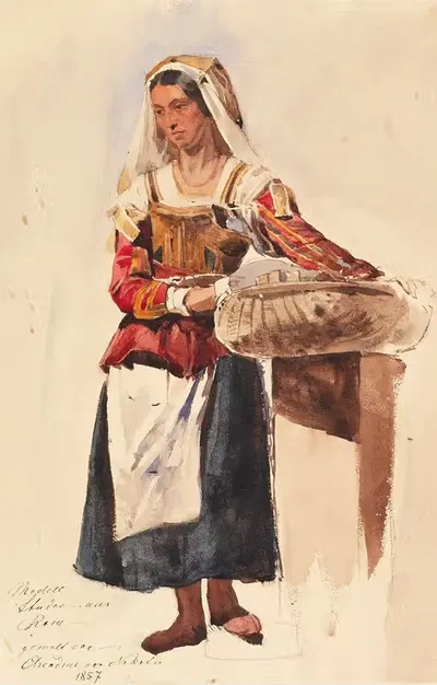 Римская крестьянка с корзиной by Аркадий фон Никитин, 1857 — digital art print download