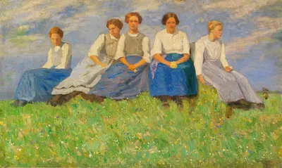Молодые девушки (эскиз) by Карл Бантцер, 1916 — digital art print download