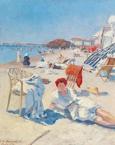 На пляже в Градо by Эдуард Отто Браунталь, 1910 — digital art print download