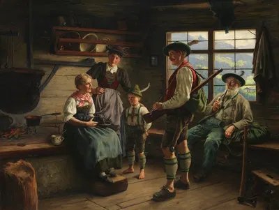 Rast des Jägers auf der Alm by Emil Rau, 1919 — digital art print download
