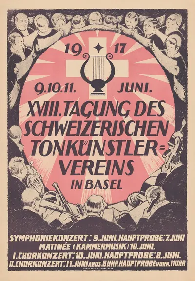 XVIII. Tagung des Schweizerischen Tonkünstlervereins in Basel by Burkhard Mangold, 1917 — digital art print download