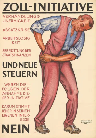 Zoll-Initiative – Nein Depicted place Sternenfeld Airport by Burkhard Mangold, 1923 — digital art print download