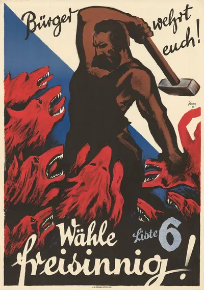 Bürger wehrt euch! – Wähle freisinnig! – Liste 6 by Carl Scherer, 1925 — digital art print download