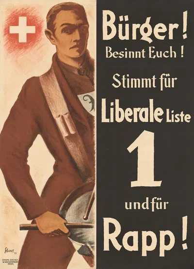 Bürger! Besinnt Euch! Stimmt für Liberale Liste 1 und für Rapp! by Carl Scherer, 1925 — digital art print download