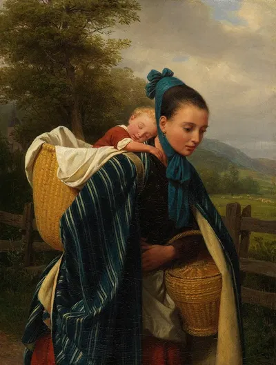 Harzerin mit Kind by Friedrich Eduard Meyerheim, 1845 — digital art print download