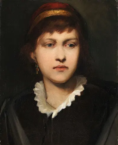 Bildnis eines Mädchens mit Haube und Ohrschmuck by Gabriel von Max, 1875 — digital art print download
