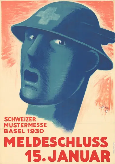 Schweizer Mustermesse Basel 1930 – Meldeschluss 15. Januar by Carl Scherer, 1929 — digital art print download