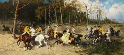 Охота с собаками by Ян Ван Хелминьский, 1876 — digital art print download