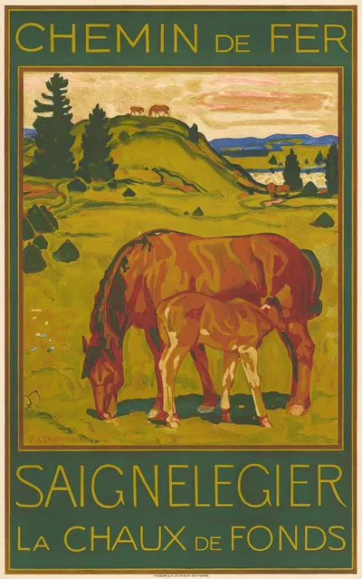 Chemin de fer – Saignelégier – La Chaux-de-Fonds by Charles l'Eplattenier, 1932 — digital art print download