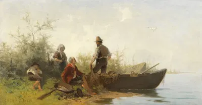 Рыбак на озере Химзее во время отдыха by Юлий Нёрр, 1878 — digital art print download