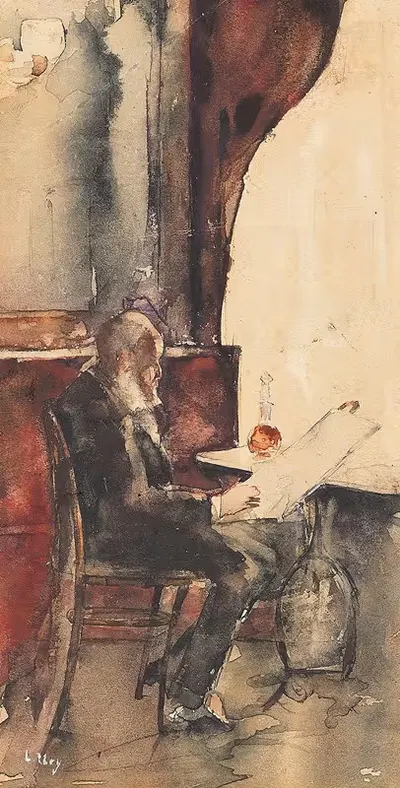 Читатель газет в кафе by Лессер Ури, 1880 — digital art print download