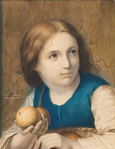 Die kleine Apfelverkäuferin by Nathanaël Schmitt, 1862 — digital art print download