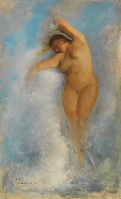 Женский акт в пене волны; 'Океанида' by Вильгельм Трюбнер, 1872 — digital art print download