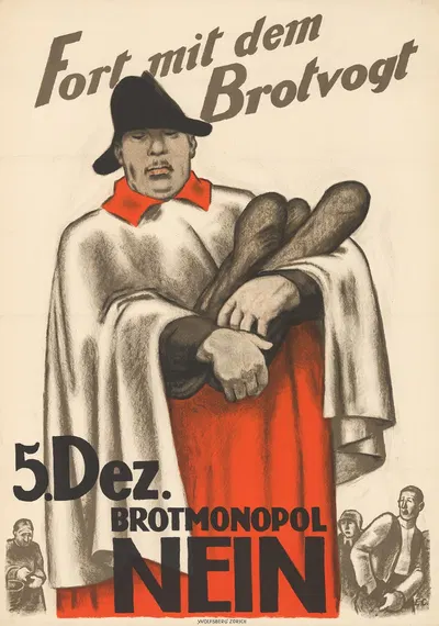 Fort mit dem Brotvogt – 5. Dez. Brotmonopol Nein by Эмиль Кардина, 1926 — digital art print download