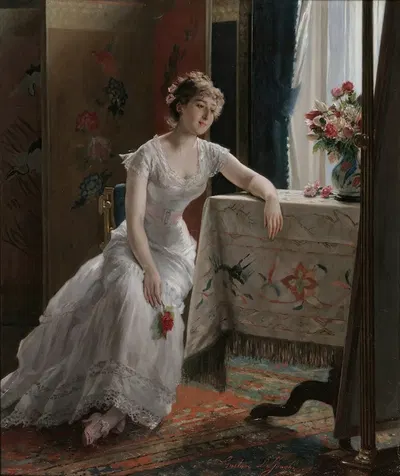 Girl With A Rose by Gustave Léonard de Jonghe — digital art print download