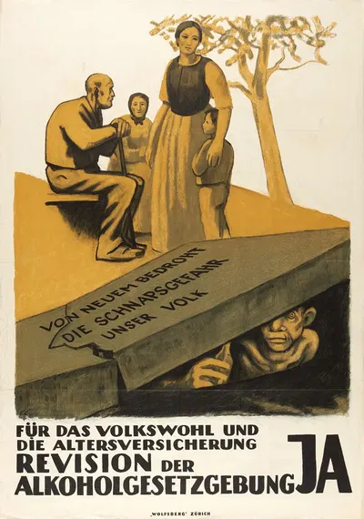 Für das Volkswohl und die Altersversicherung – Revision der Alkoholgesetzgebung – Ja by Эмиль Кардина, 1923 — digital art…